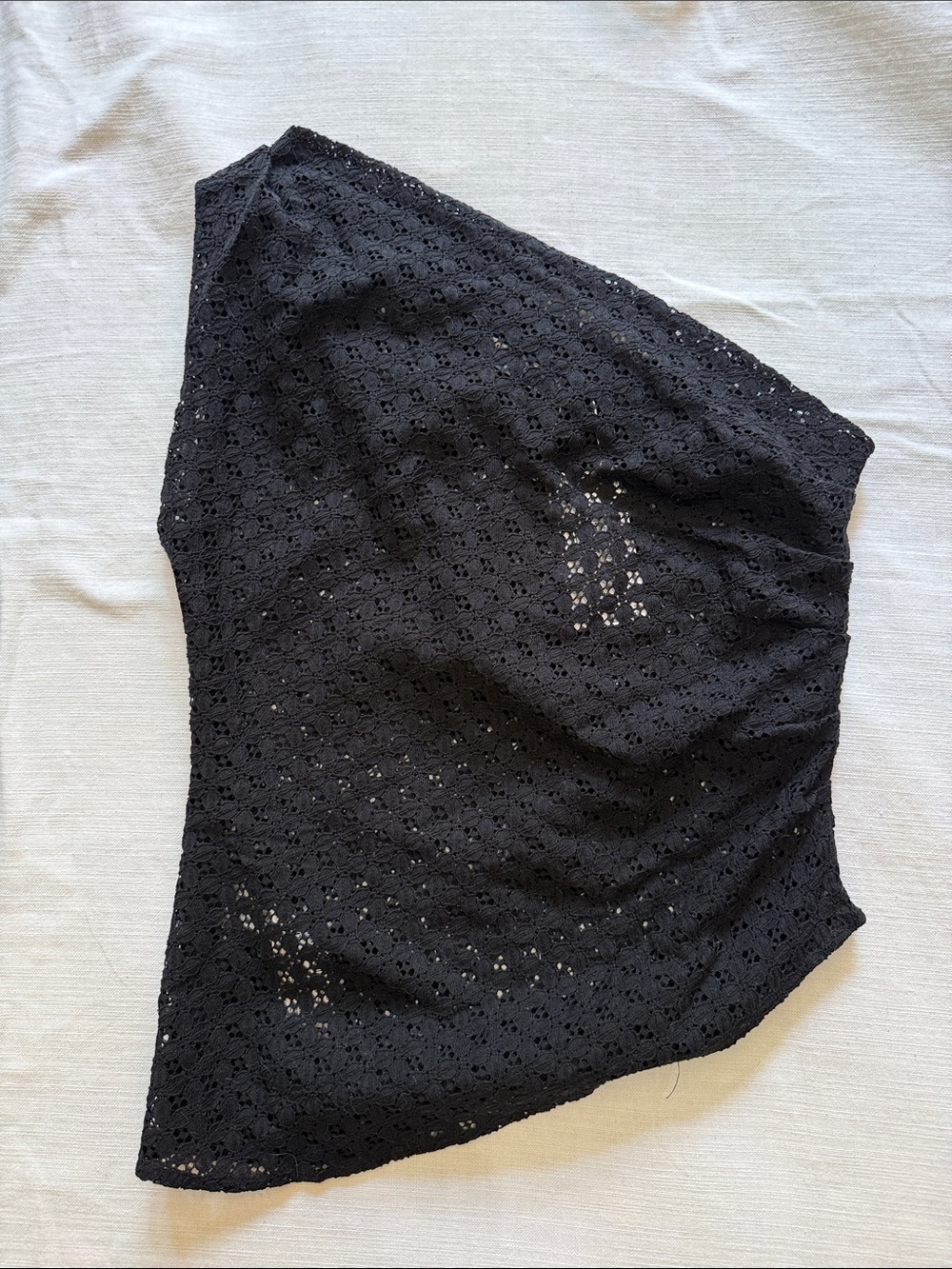 NWT Mango Black Eyelet One-Shoulder asymmetrical Tank Top Sz L